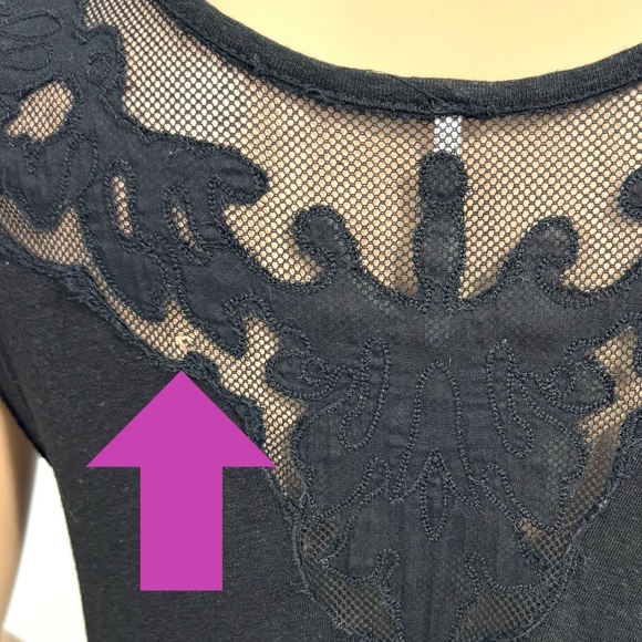 FREE PEOPLE Linen Blend Sleeveless Blouse Tank Top Embroidered Lace Womens Sz XS - Picture 8 of 12